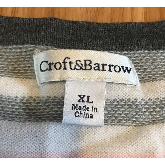 Croft & Barrow Sweater Womens XL Striped Sweater  Blue White Pink Grey - Picture 2 of 5